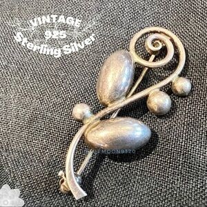 HERMAN SIERSBOL HS Denmark Vintage Sterling Silver Flower Bouquet Pin Brooch